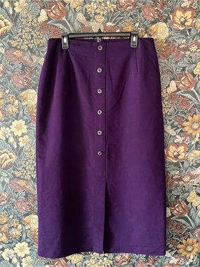 🇨🇦 Vintage 90s Purple Eggplant Button Down Maxi Skirt Whimsigoth Academia